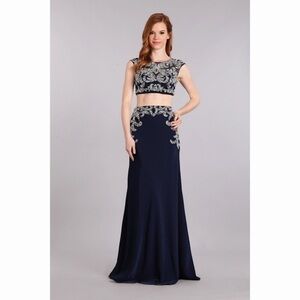 2 pc Navy Silver Dress 1625
